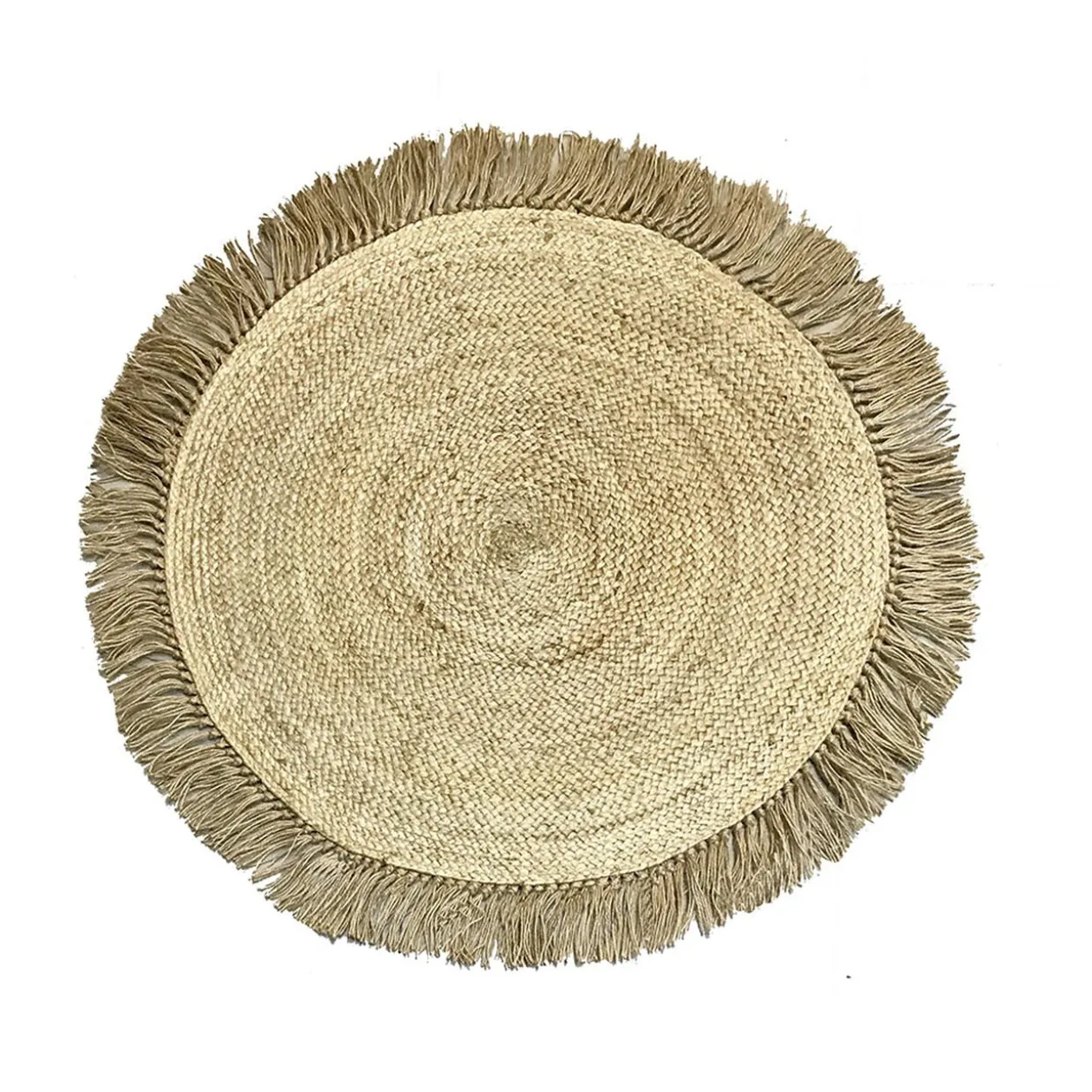 Tapis rond en jute avec franges naturel Ø90 cm