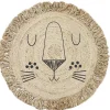 Tapis rond en jute avec franges design Lion Ø90 cm