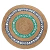 Tapis rond en jute naturel tressé bleu collection Caraïbes