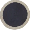Tapis rond en jute noir et bord naturel