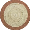 Tapis rond jute bordure terracotta Ø90cm