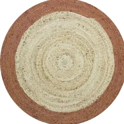 Tapis rond jute bordure terracotta Ø90cm