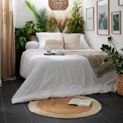 Tapis rond jute bordure beige Ø90cm