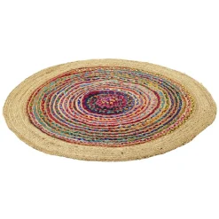 Tapis rond jute et coton cercle multicolore Ø90cm