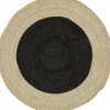 Tapis rond jute intérieur noir contour naturel