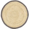 Tapis rond jute naturel contour noir