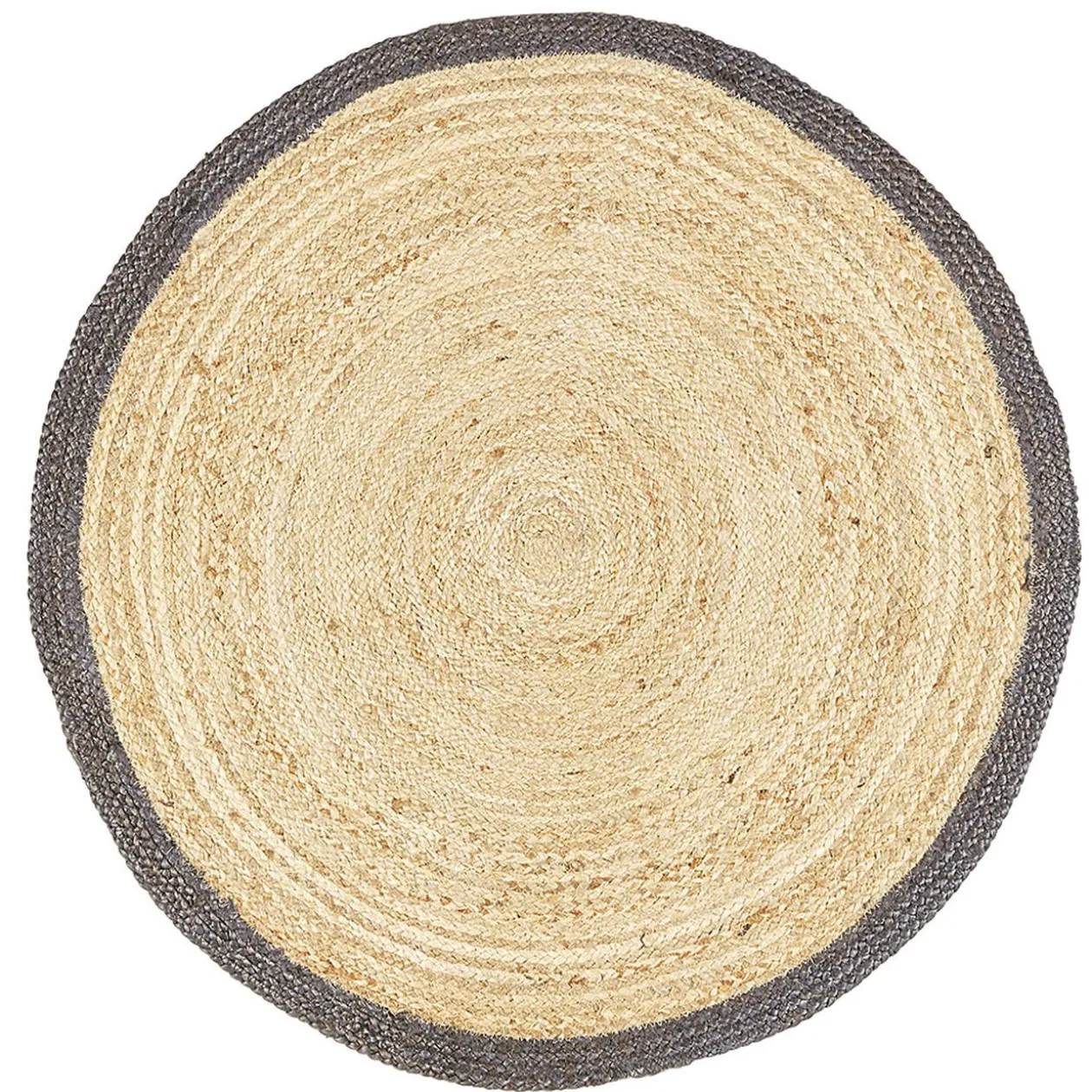 Tapis rond jute naturel contour noir