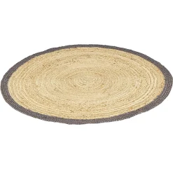 Tapis rond jute naturel contour noir