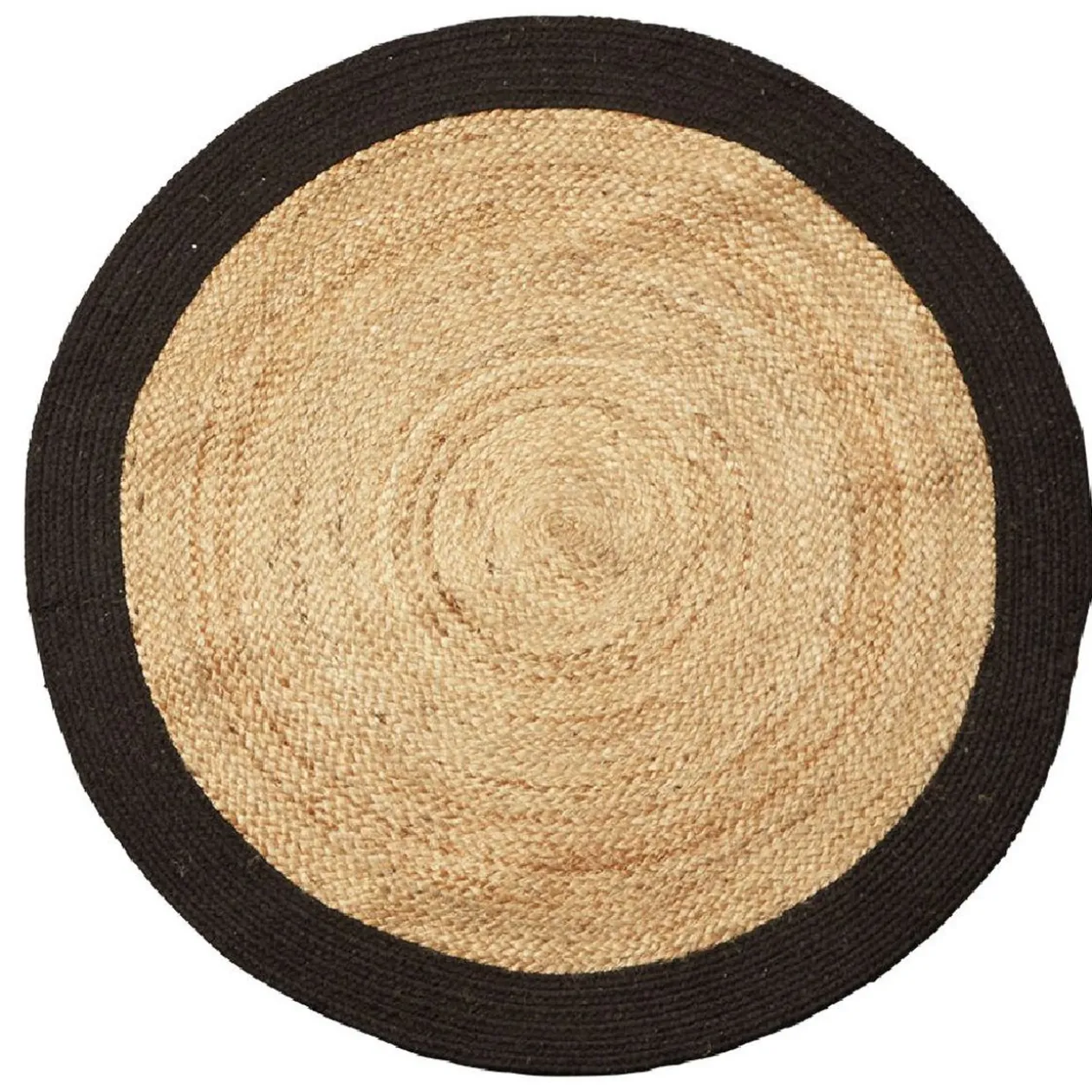 Tapis rond jute naturel contour noir Ø90cm