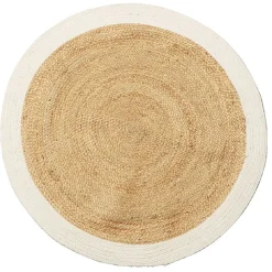 Tapis rond jute naturel contour blanc Ø90cm