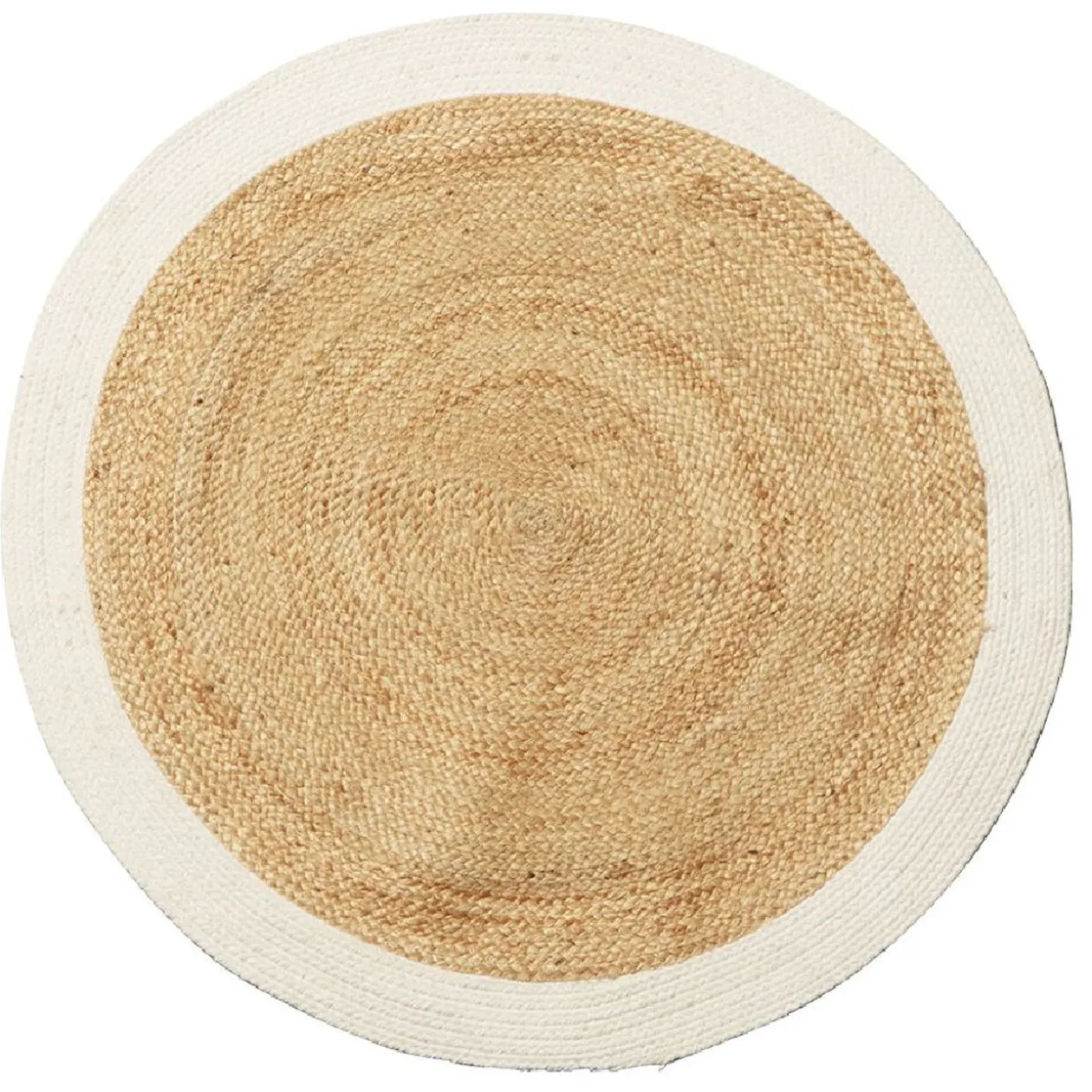 Tapis rond jute naturel contour blanc Ø90cm