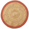 Tapis rond jute naturel contour terracotta Ø90cm