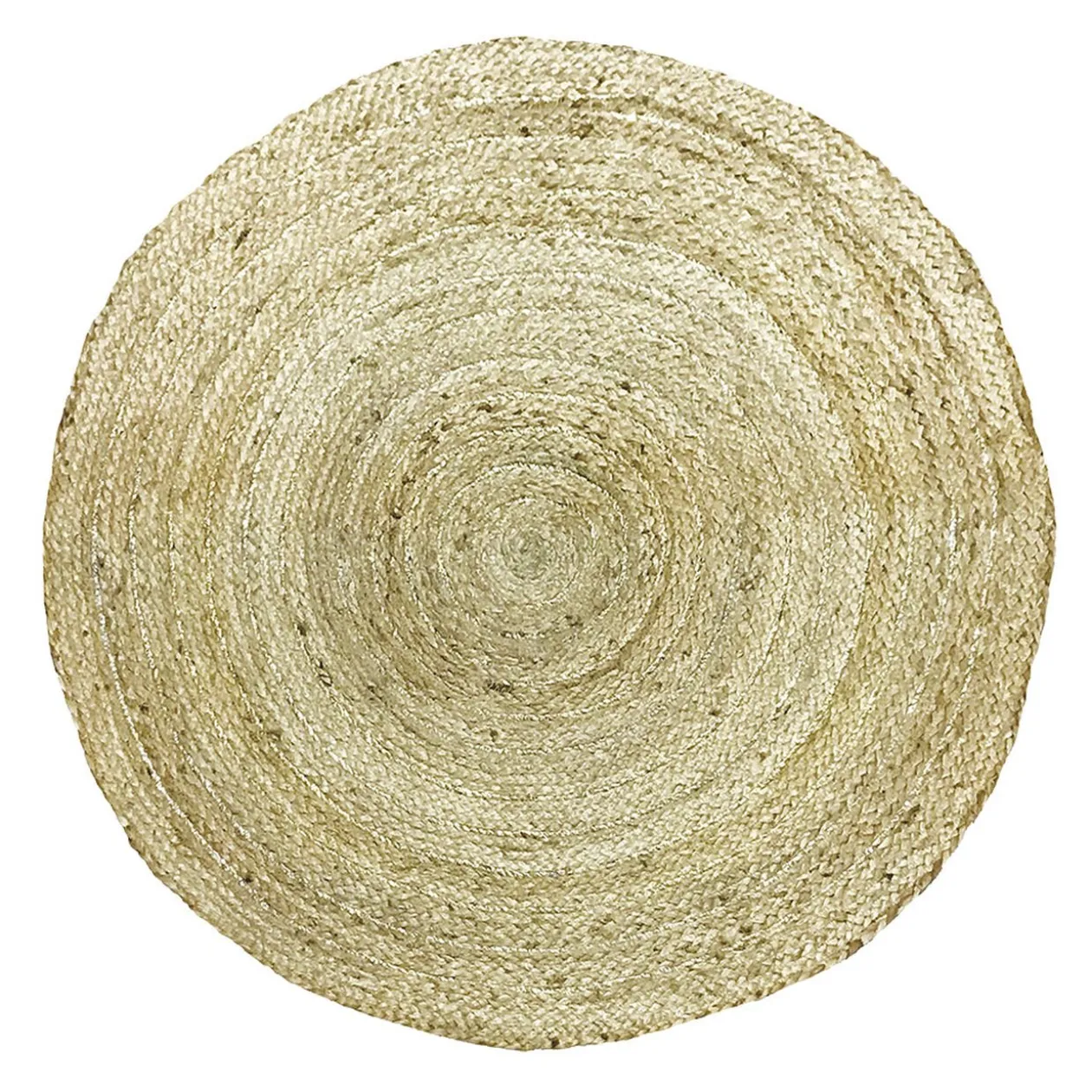 Tapis rond jute naturel déco fil doré Ø90 cm