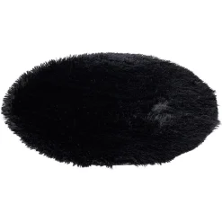 Tapis rond shaggy noir Ø80 cm