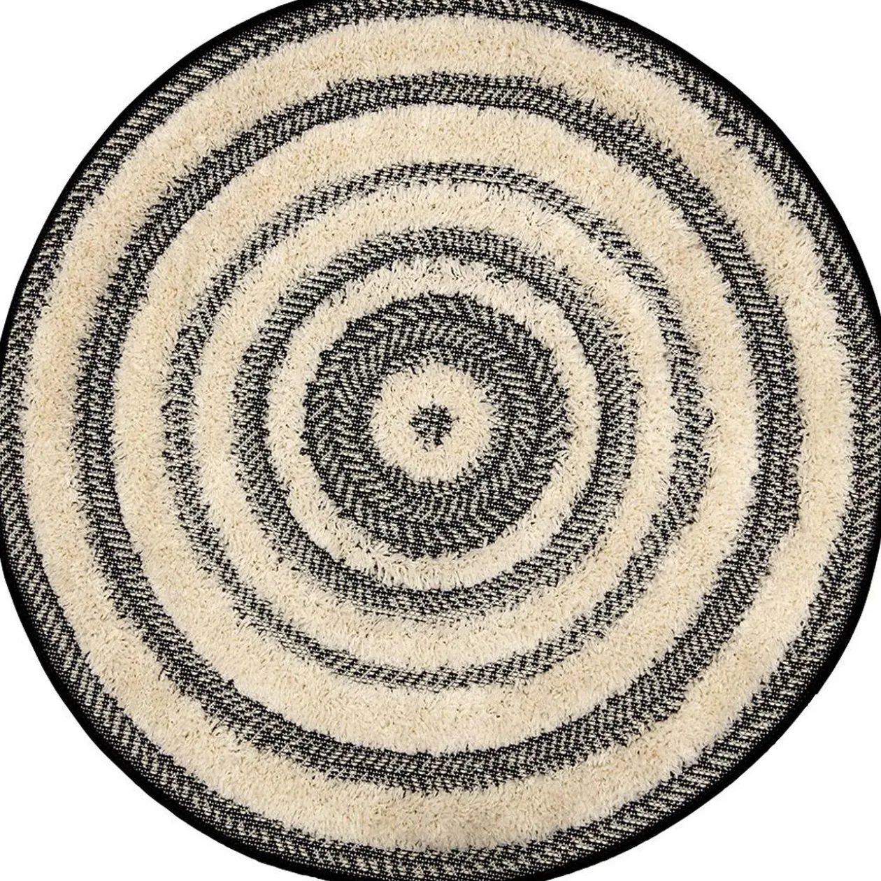 Tapis rond tissé plat Ø100cm effet tufté spirale
