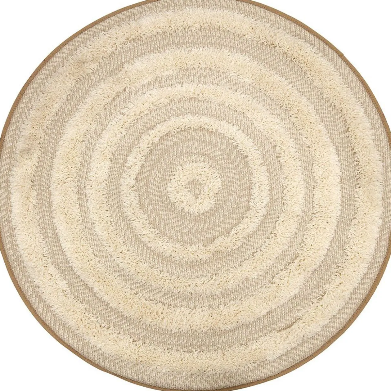 Tapis rond tissé plat Ø100cm effet tufté spirale