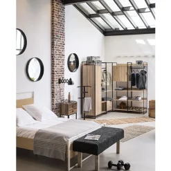 Tapis tissé coton et cuir Selina