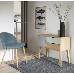 Tapis tissé Juanco en cuir jute et coton gris naturel