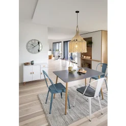 Tapis tissé Lakdar marron, gris et blanc