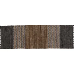 Tapis tissé Séville cuir coton marron gris