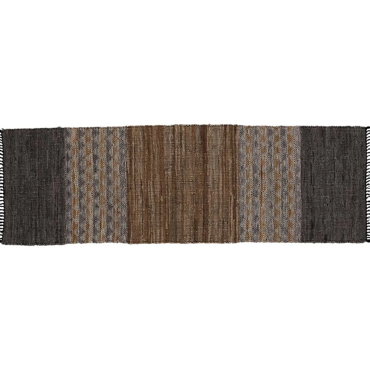 Tapis tissé Séville cuir coton marron gris