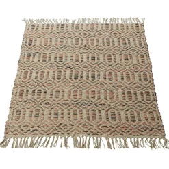 Tapis tressé en jute multicolore motif géométrique