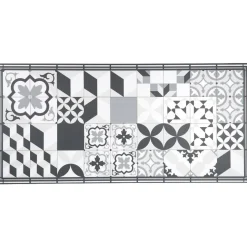 Tapis vinyle motif carreau de ciment gris et blanc 45x95cm
