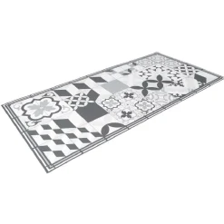 Tapis vinyle motif carreau de ciment gris et blanc 45x95cm
