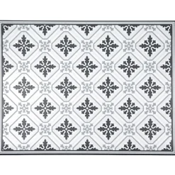 Tapis vinyle motif carreau de ciment blanc et gris 72x95cm