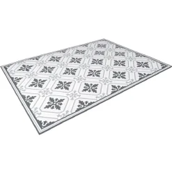 Tapis vinyle motif carreau de ciment blanc et gris 72x95cm