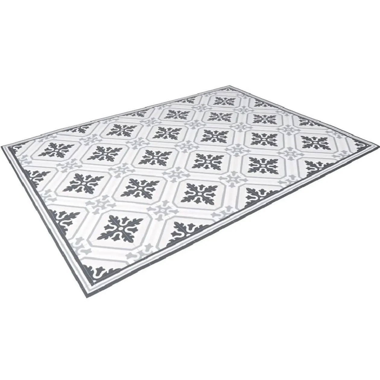 Tapis vinyle motif carreau de ciment blanc et gris 72x95cm