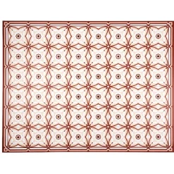 Tapis vinyle motif carreau de ciment rouge et beige 72x95cm
