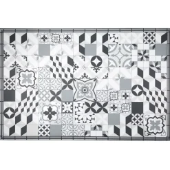 Tapis vinyle motif carreau de ciment gris et blanc 97x147cm
