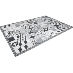 Tapis vinyle motif carreau de ciment gris et blanc 97x147cm