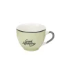 Tasse à café en porcelaine vert avec inscription "Good Morning" 22 cl