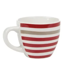 Tasse à expresso porcelaine blanc à rayures rouge gris 9 cl