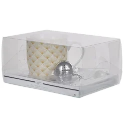 Tasse à thé avec infuseur, cuillère et plateau