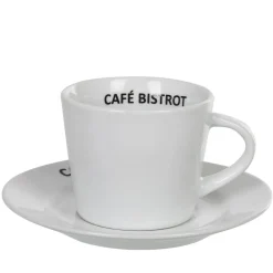 Tasse expresso et sous tasse café bistrot blanc x 4