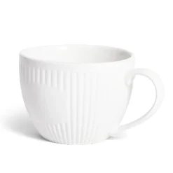 Tasse porcelaine 42cl strie embossée blanche