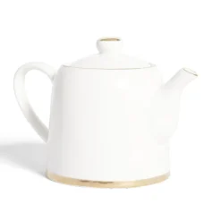 Théière 1L faïence blanc et doré Ø12xH15xm
