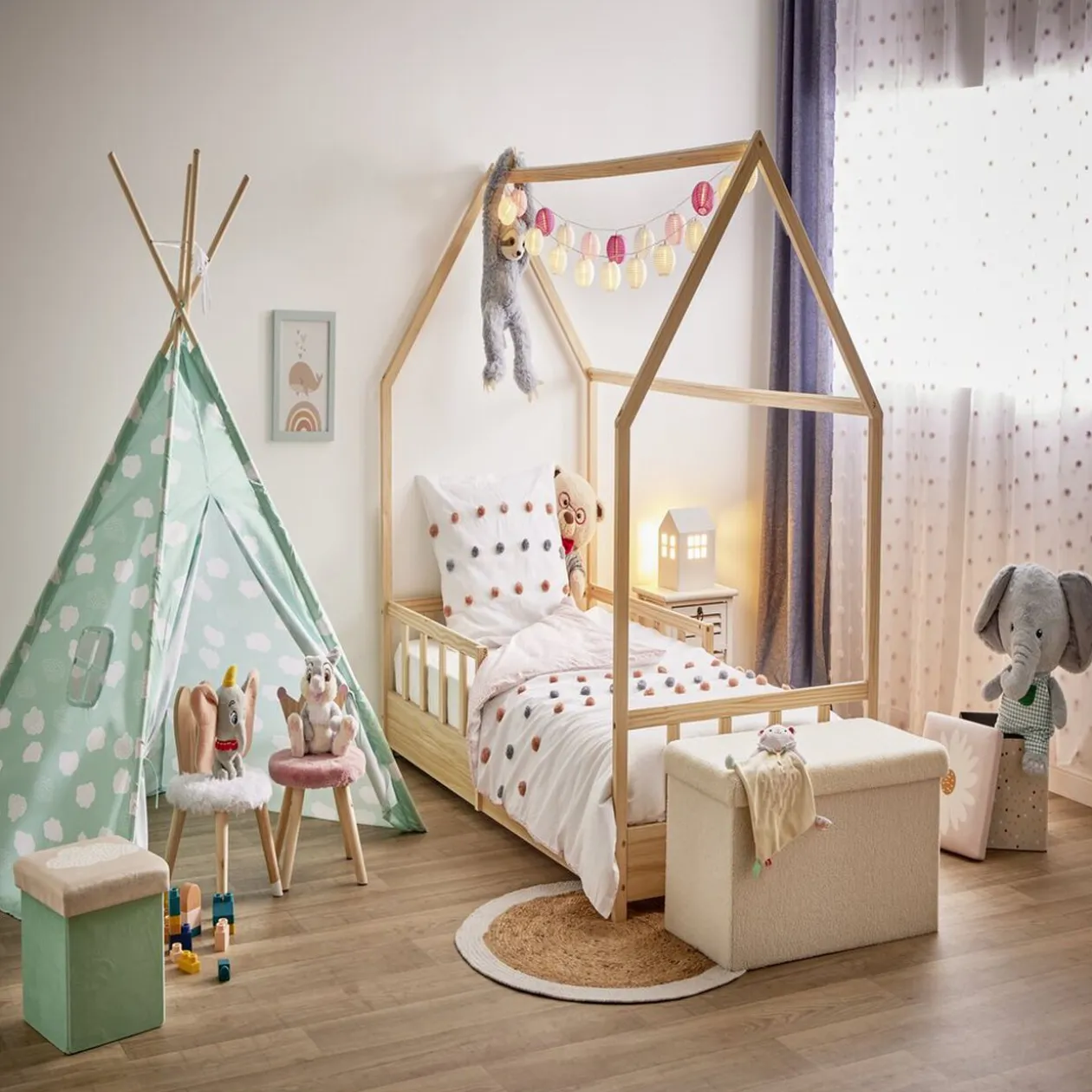 Tipi Dream polyester bleu nuage - L120xP120xH160 cm