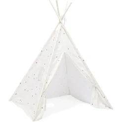Tipi Flower polyester blanc à pois - L120xP120xH160 cm