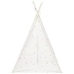 Tipi Flower polyester blanc à pois - L120xP120xH160 cm