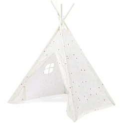 Tipi Flower polyester blanc à pois - L120xP120xH160 cm