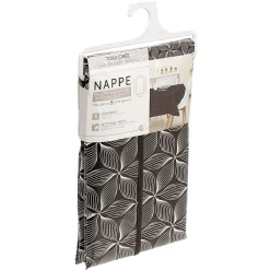 Toile cirée rectangulaire imprimée fleur pvc noir et blanc