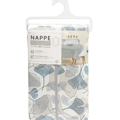 Toile cirée rectangulaire imprimée fleur pvc bleu et blanc