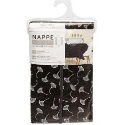 Toile cirée rectangulaire imprimée fleurs pvc blanc et noir