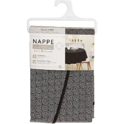 Toile cirée ronde imprimée point noir et gris Ø160 cm