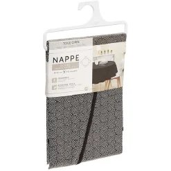 Toile cirée ronde imprimée point noir et gris Ø160 cm