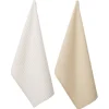 Torchon blanc et beige x2 - 100% coton 45x70cm
